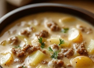 Irresistible Cheesy Hamburger Potato Soup Recipe
