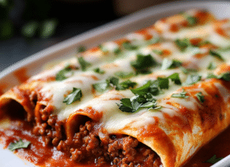 Irresistible Ground Beef Enchiladas with Red Sauce Recipe